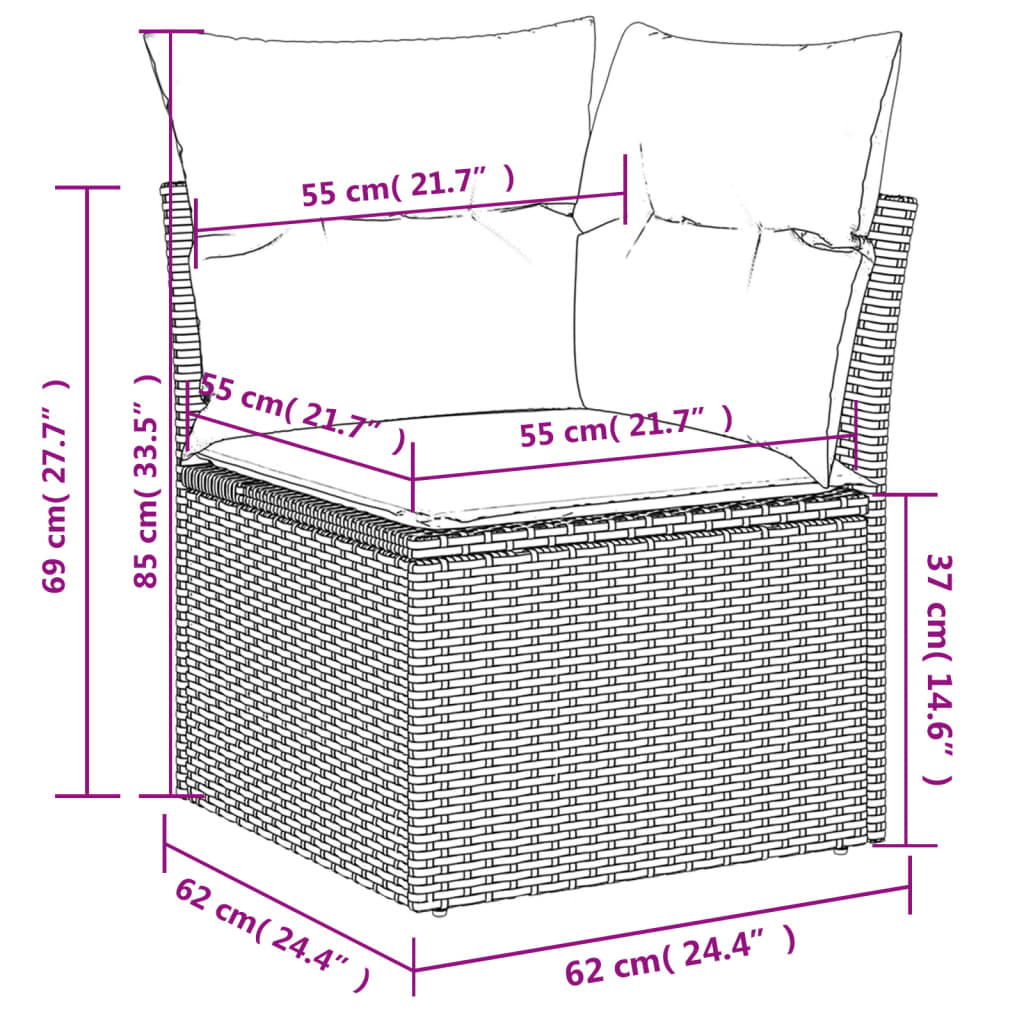 Σαλόνι Κήπου Σετ 11 Τεμαχίων Μαύρο Συνθετικό Ρατάν με Μαξιλάρια 11