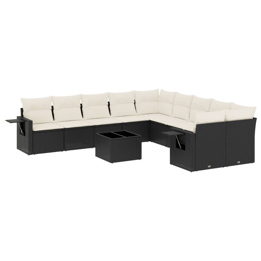 Σαλόνι Κήπου Σετ 11 Τεμαχίων Μαύρο Συνθετικό Ρατάν με Μαξιλάρια 2