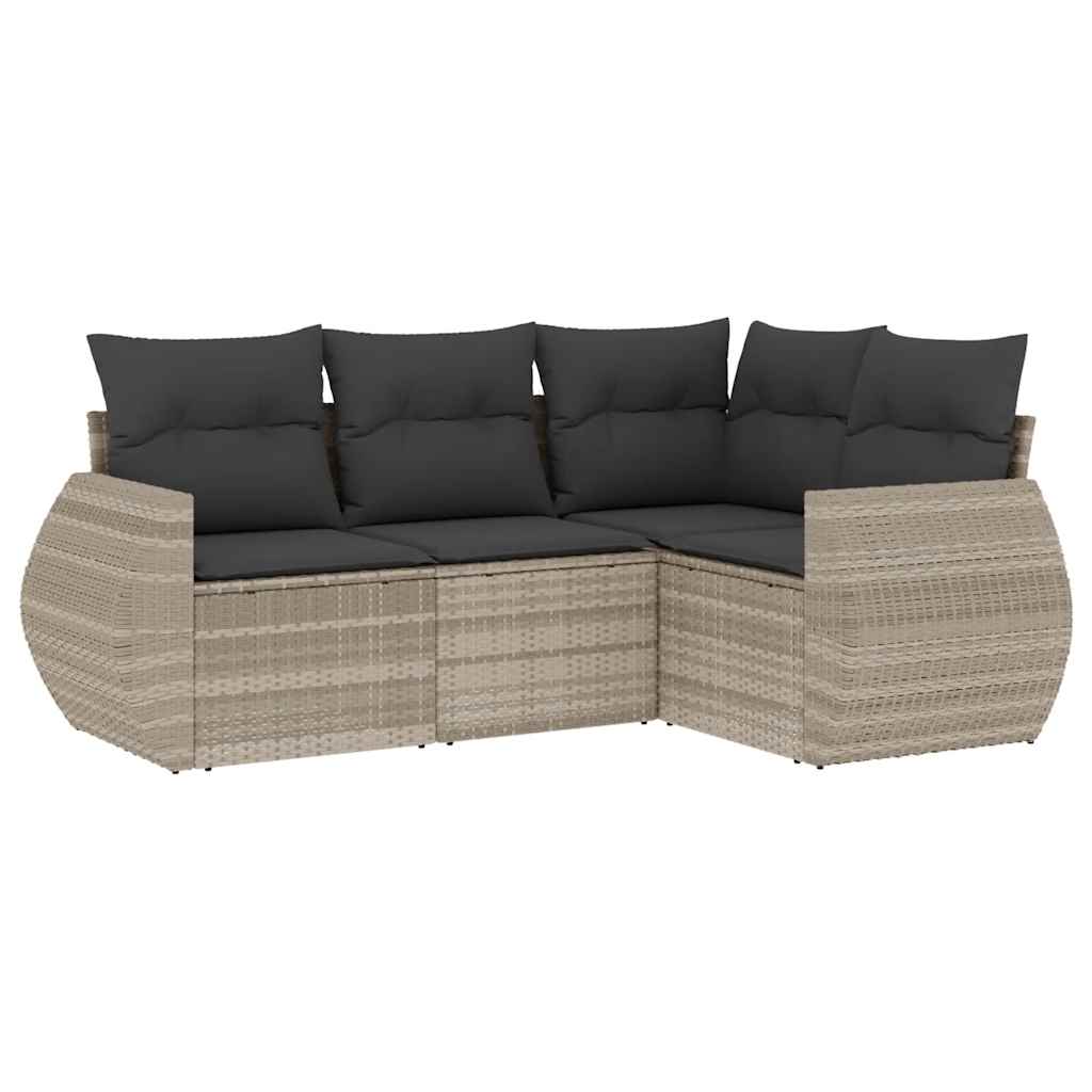 Σαλόνι Κήπου Σετ 4 Τεμαχίων Γκρι Συνθετικό Ρατάν με Μαξιλάρια 2