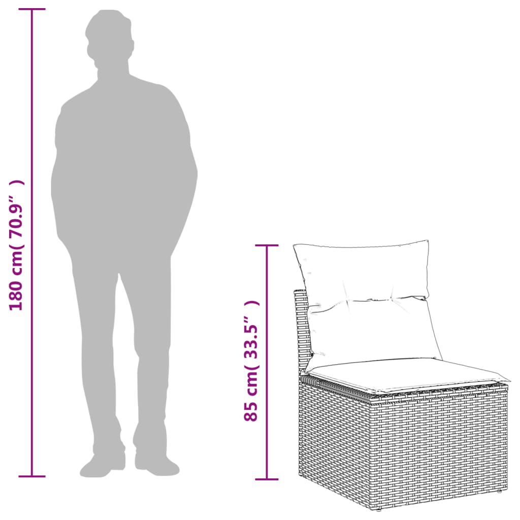 Καναπές Σετ 7 Τεμαχίων Μαύρο Συνθετικό Ρατάν με Μαξιλάρια 12