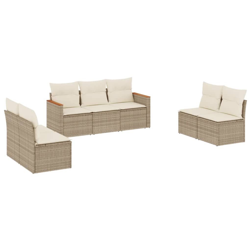 Σαλόνι Κήπου Σετ 7 τεμ. Μπεζ Συνθετικό Ρατάν με Μαξιλάρια 2