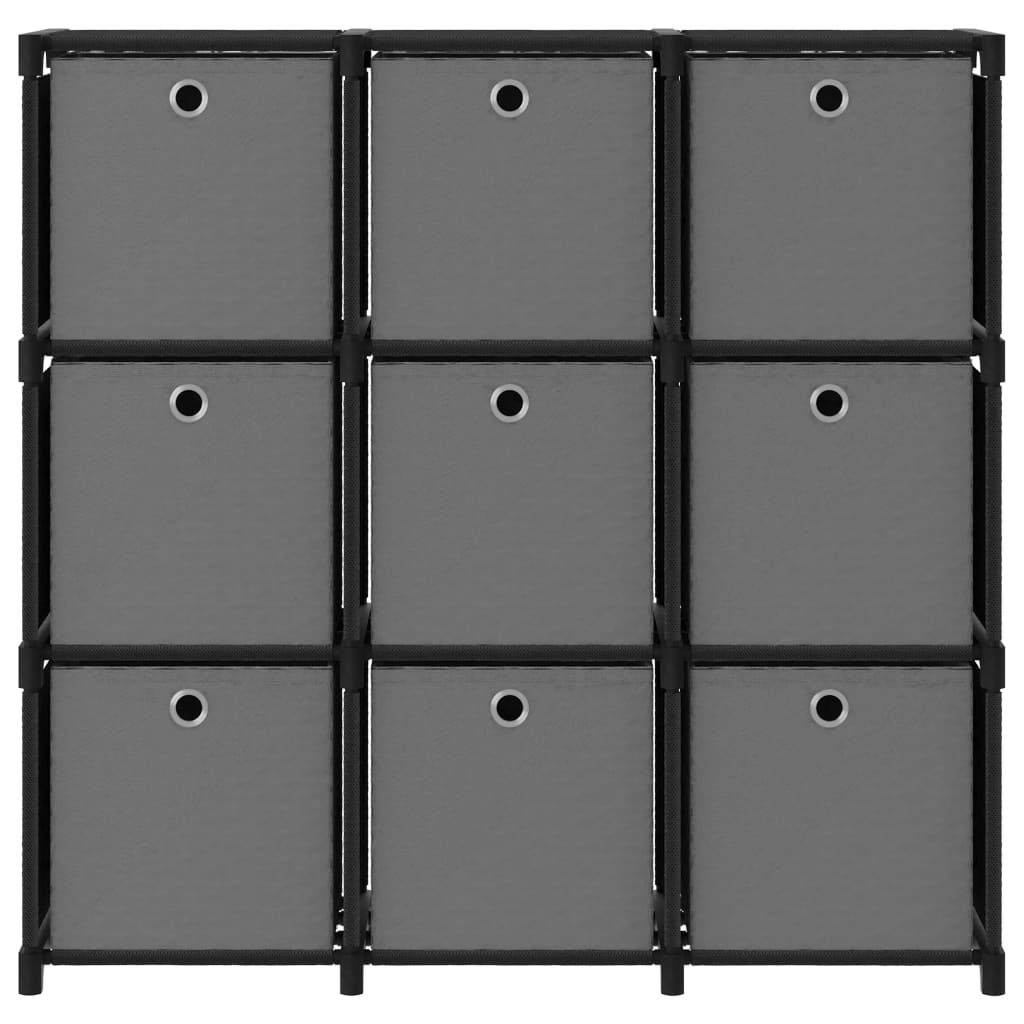 Ραφιέρα με 9 Κύβους & Κουτιά Μαύρη 103x30x107,5 εκ. Υφασμάτινη 2