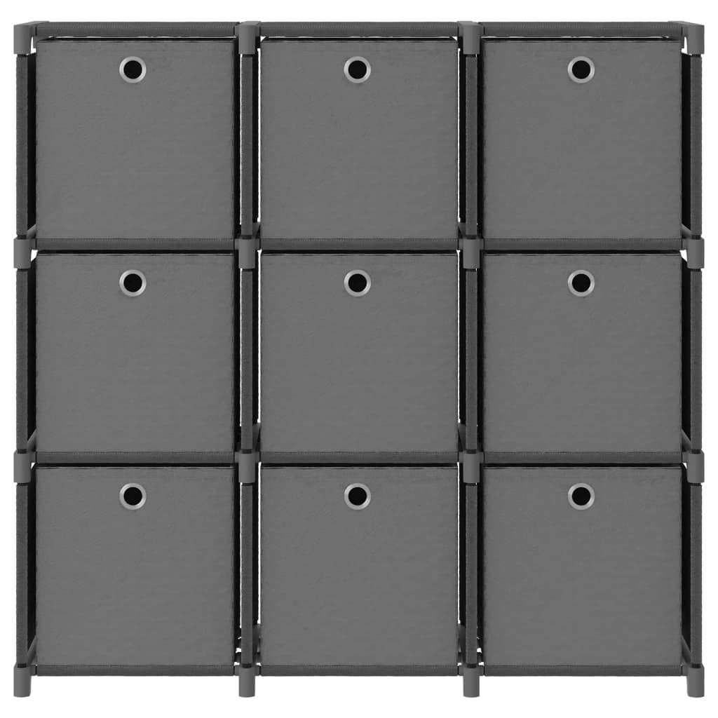 Ραφιέρα με 9 Κύβους & Κουτιά Γκρι 103x30x107,5 εκ. Υφασμάτινη 2
