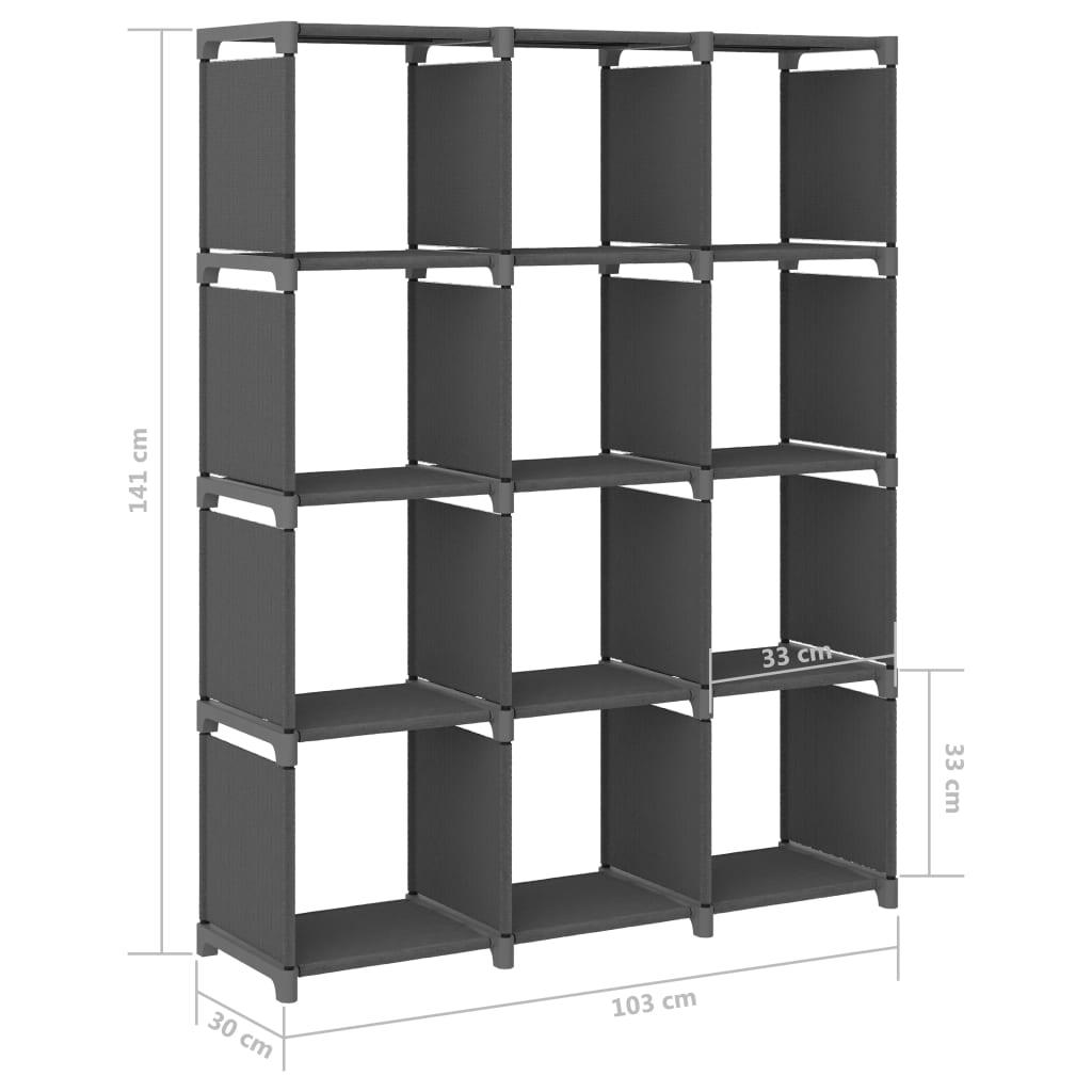 Ραφιέρα με 12 Κύβους Γκρι 103 x 30 x 141 εκ. Υφασμάτινη 8