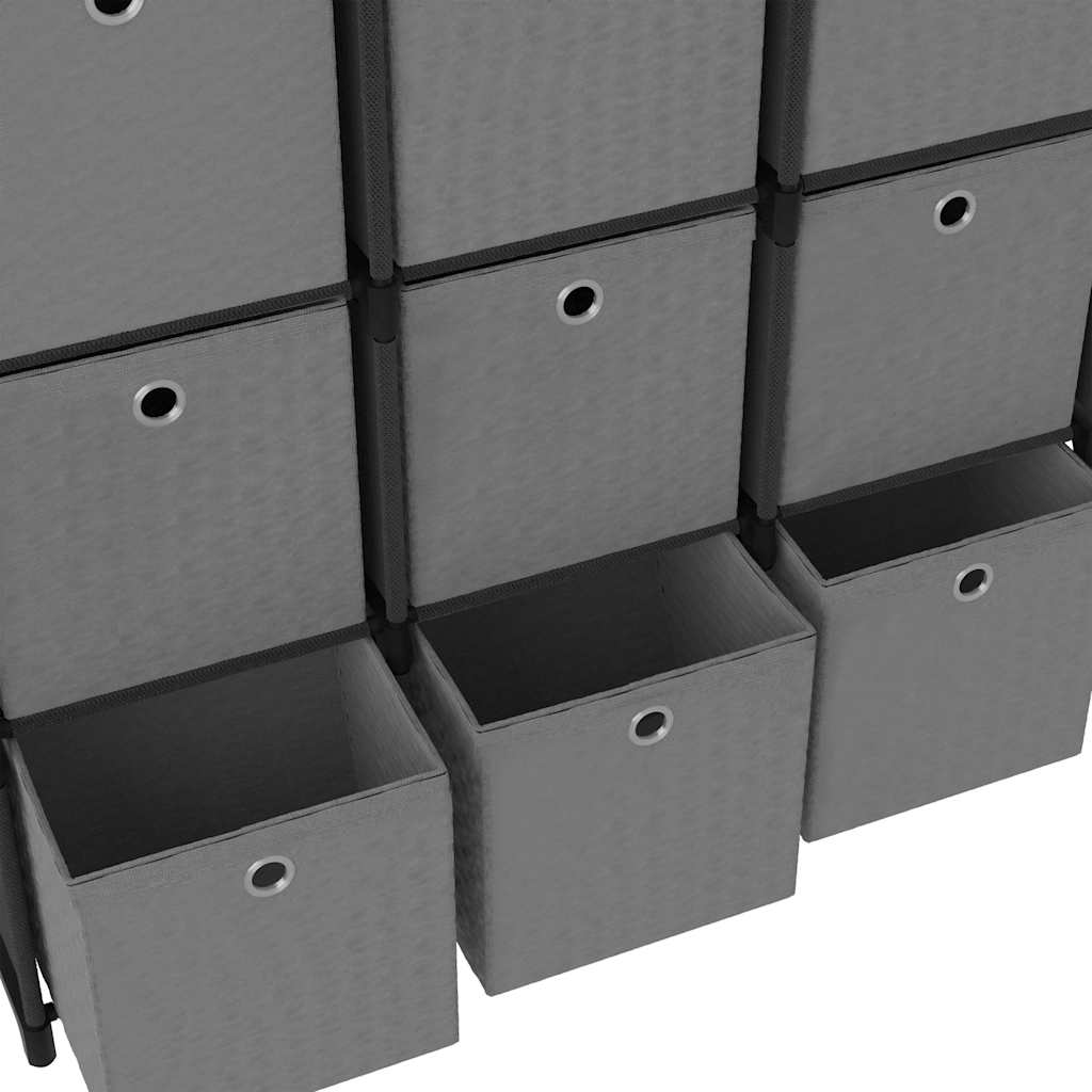 Ραφιέρα με 15 Κύβους & Κουτιά Μαύρη 103x30x175,5 εκ. Υφασμάτινη 6
