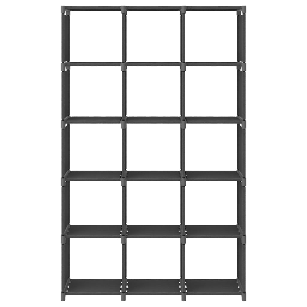 Ραφιέρα με 15 Κύβους & Κουτιά Γκρι 103x30x175,5 εκ. Υφασμάτινη 2