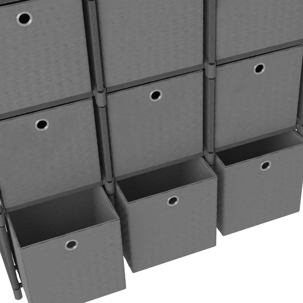Ραφιέρα με 15 Κύβους & Κουτιά Γκρι 103x30x175,5 εκ. Υφασμάτινη 6