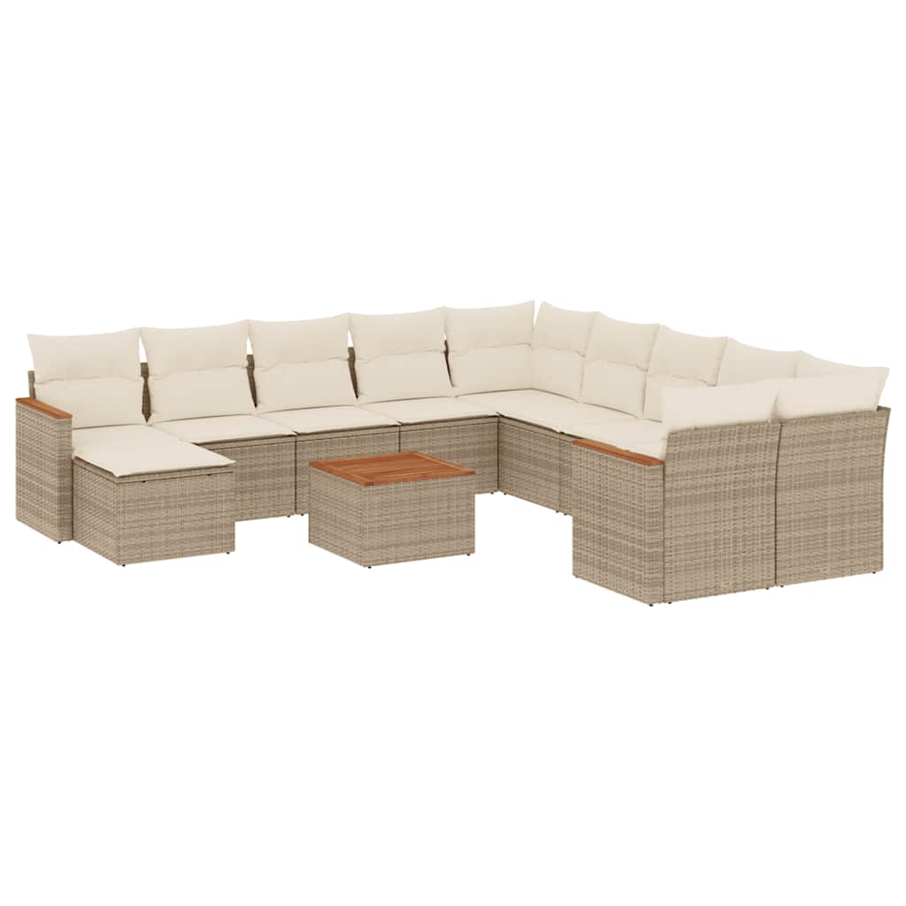 Σαλόνι Κήπου Σετ 12 τεμ. Μπεζ Συνθετικό Ρατάν με Μαξιλάρια 2