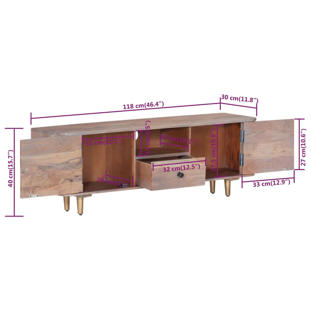 Έπιπλο Τηλεόρασης 118 x 30 x 40 εκ. από Μασίφ Ξύλο Ακακίας 9