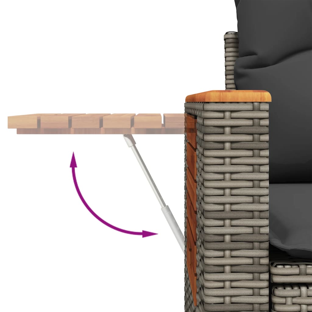 Σαλόνι Κήπου 6 Τεμαχίων από Γκρι Συνθετικό Ρατάν με Μαξιλάρια 7