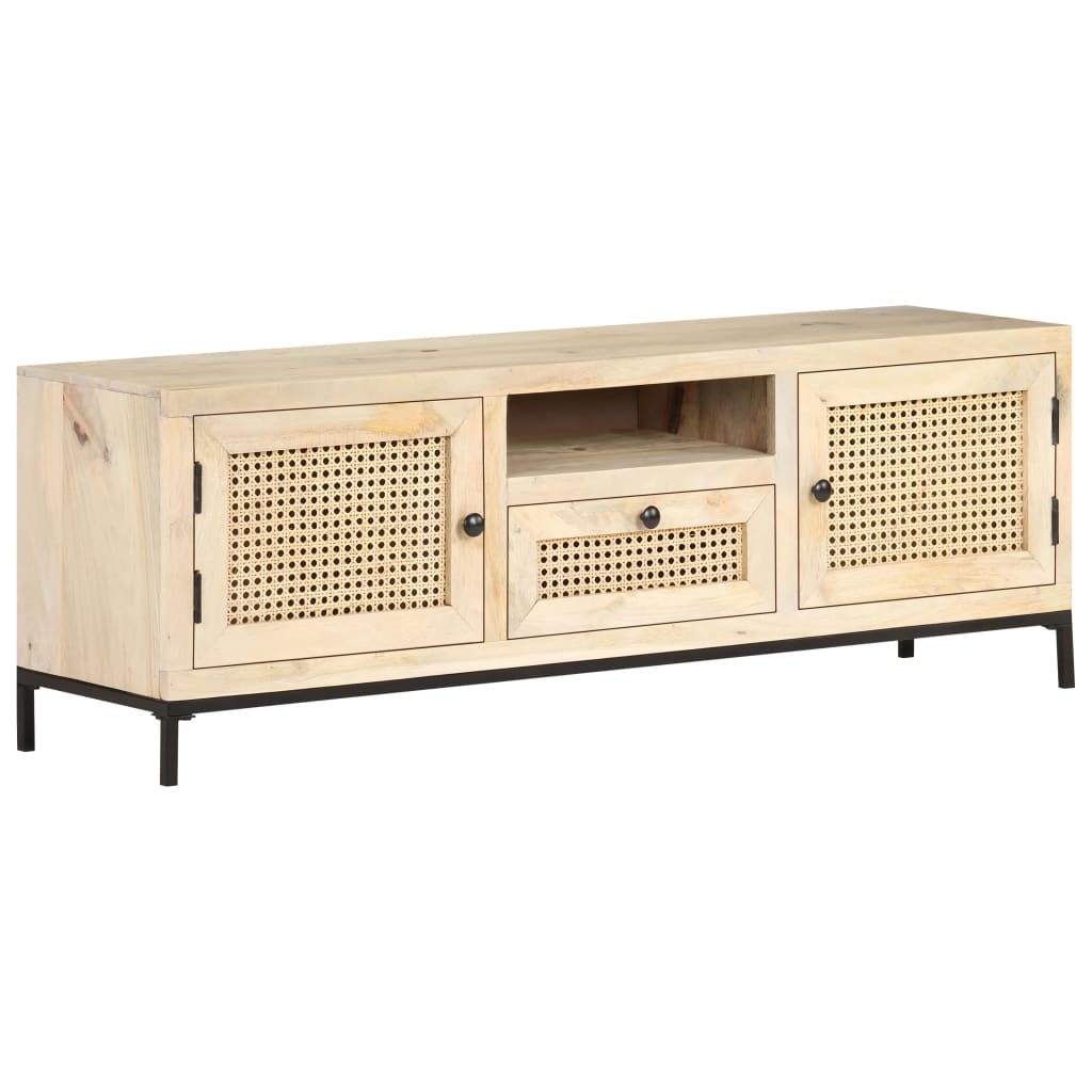 Έπιπλο Τηλεόρασης 120x30x40 εκ. Ξύλο Μάνγκο/Φυσικό Ζαχαροκάλαμο 8
