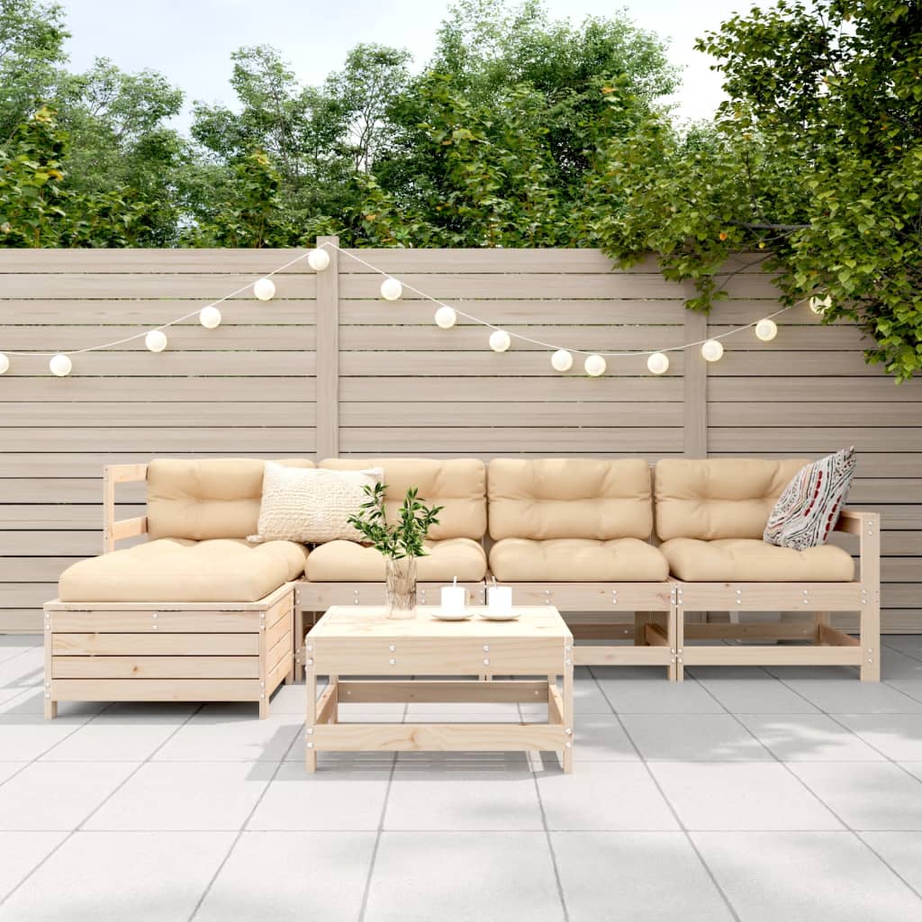 Καναπές Κήπου Σετ 6 Τεμαχίων από Μασίφ Ξύλο Πεύκου 3
