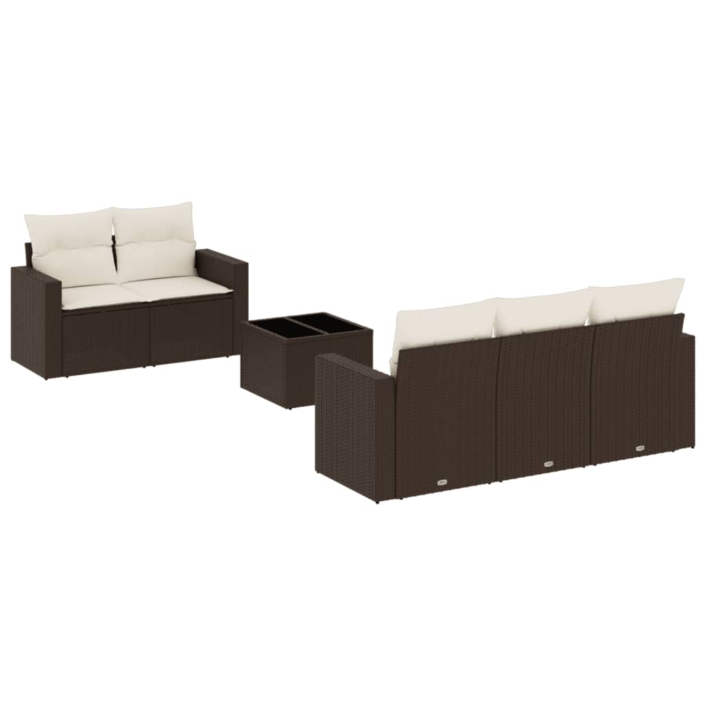 Σαλόνι Κήπου Σετ 6 Τεμαχίων Καφέ Συνθετικό Ρατάν με Μαξιλάρια 2