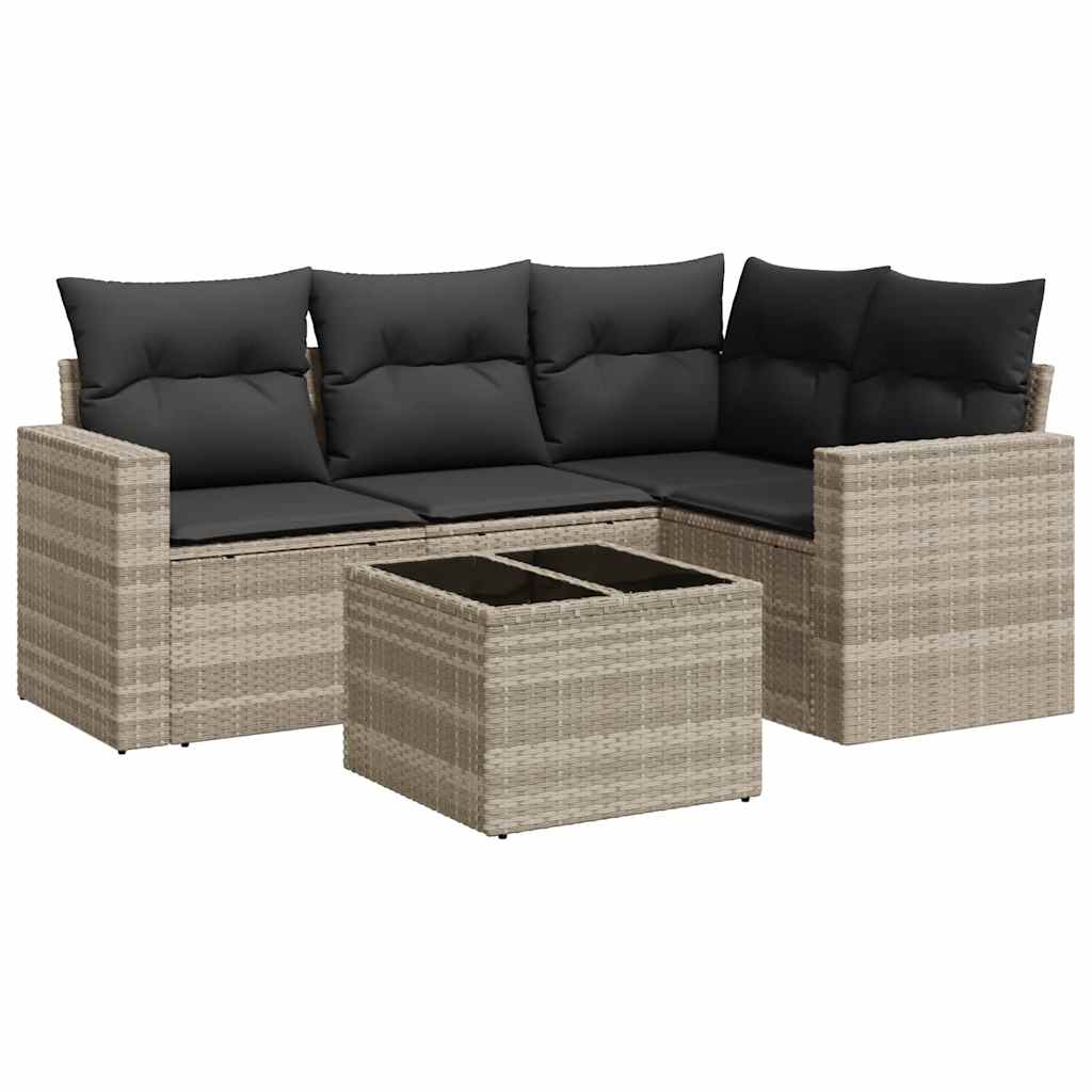 Σαλόνι Κήπου Σετ 5 Τεμαχίων Γκρι Συνθετικό Ρατάν με Μαξιλάρια 2