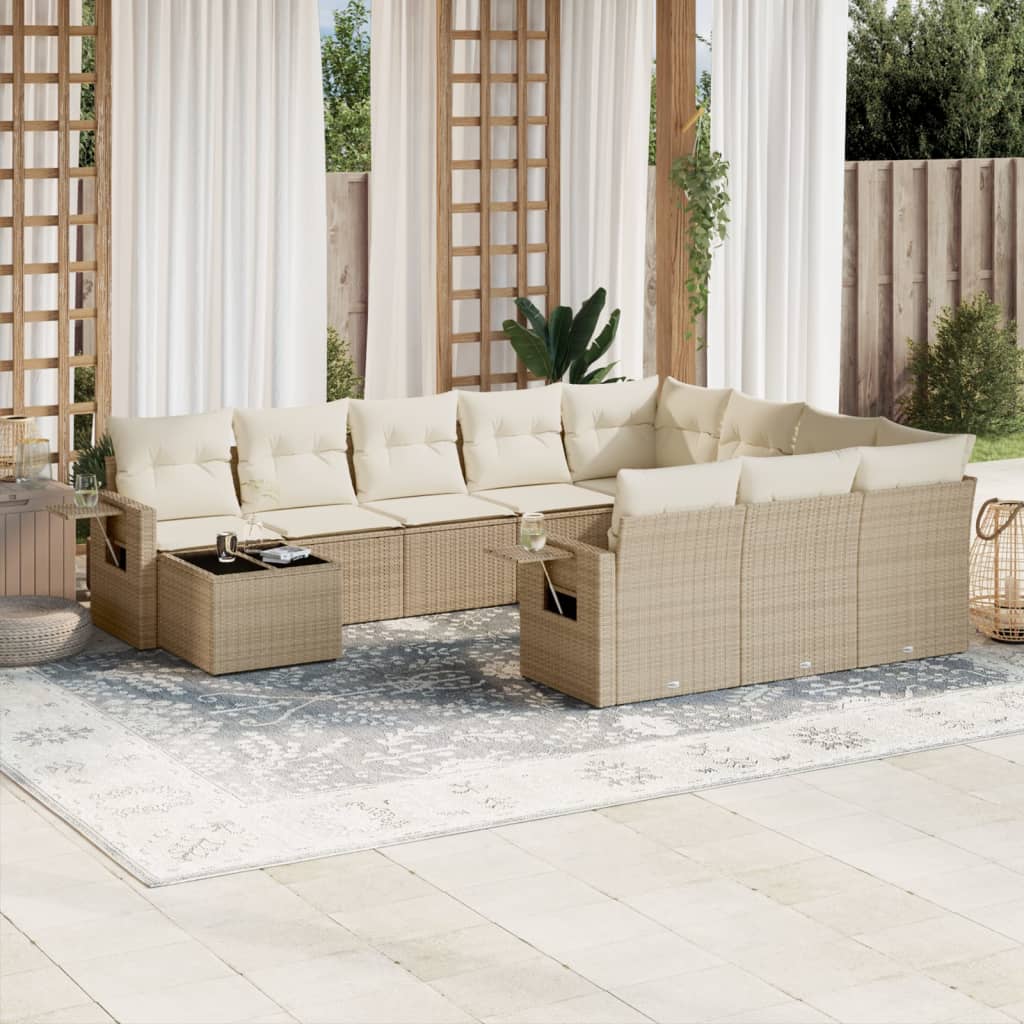Σαλόνι Κήπου Σετ 11 τεμ. Μπεζ Συνθετικό Ρατάν με Μαξιλάρια 1