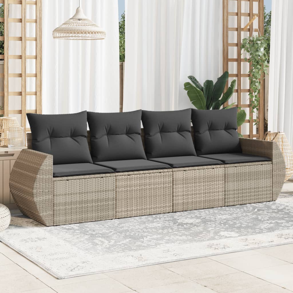 Σαλόνι Κήπου Σετ 4 Τεμαχίων Γκρι Συνθετικό Ρατάν με Μαξιλάρια 1