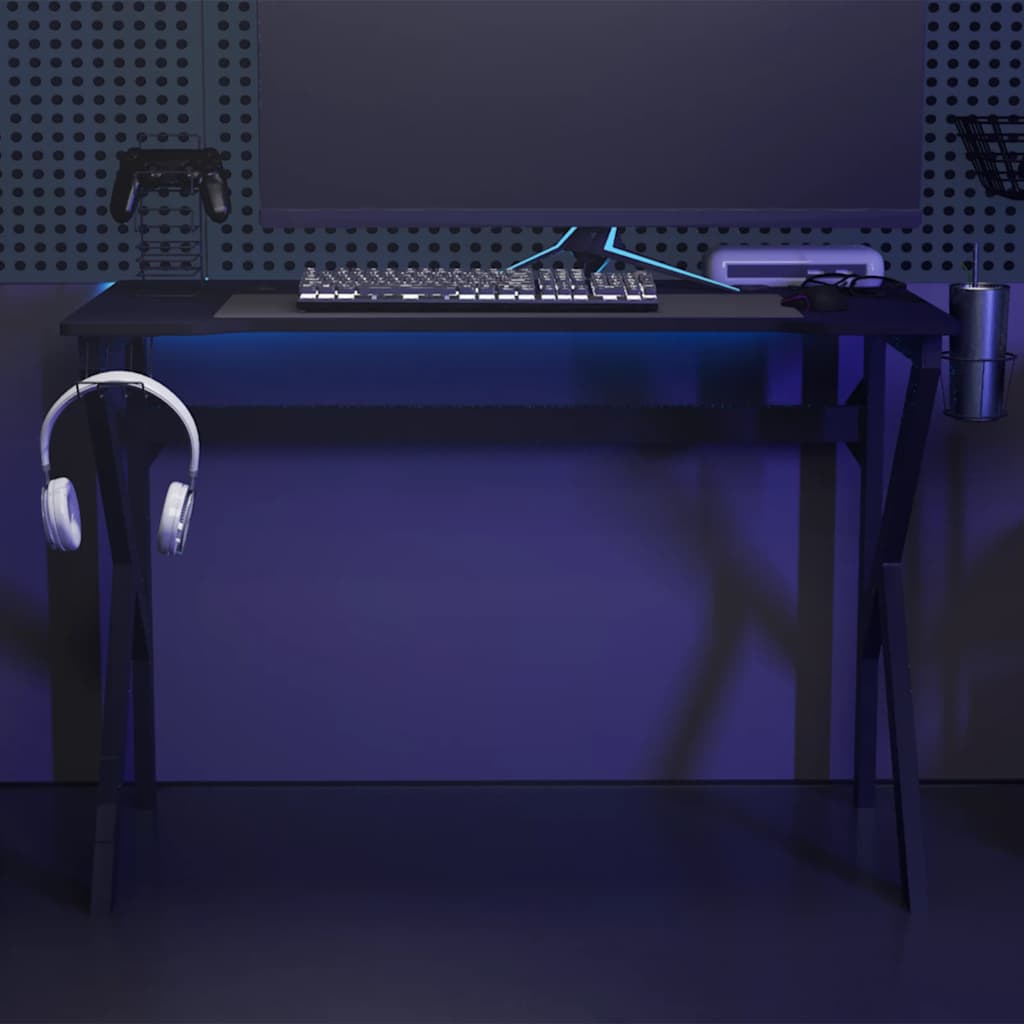 Γραφείο Gaming Μαύρο 110 x 60 x 75 εκ. με Πόδια σε Σχήμα Κ 1