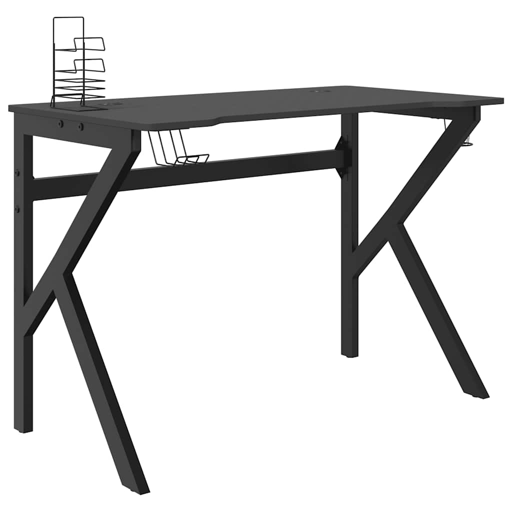 Γραφείο Gaming Μαύρο 110 x 60 x 75 εκ. με Πόδια σε Σχήμα Κ 2