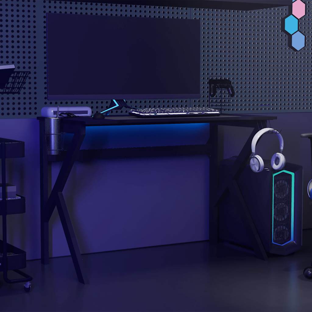 Γραφείο Gaming Μαύρο 110 x 60 x 75 εκ. με Πόδια σε Σχήμα Κ 3