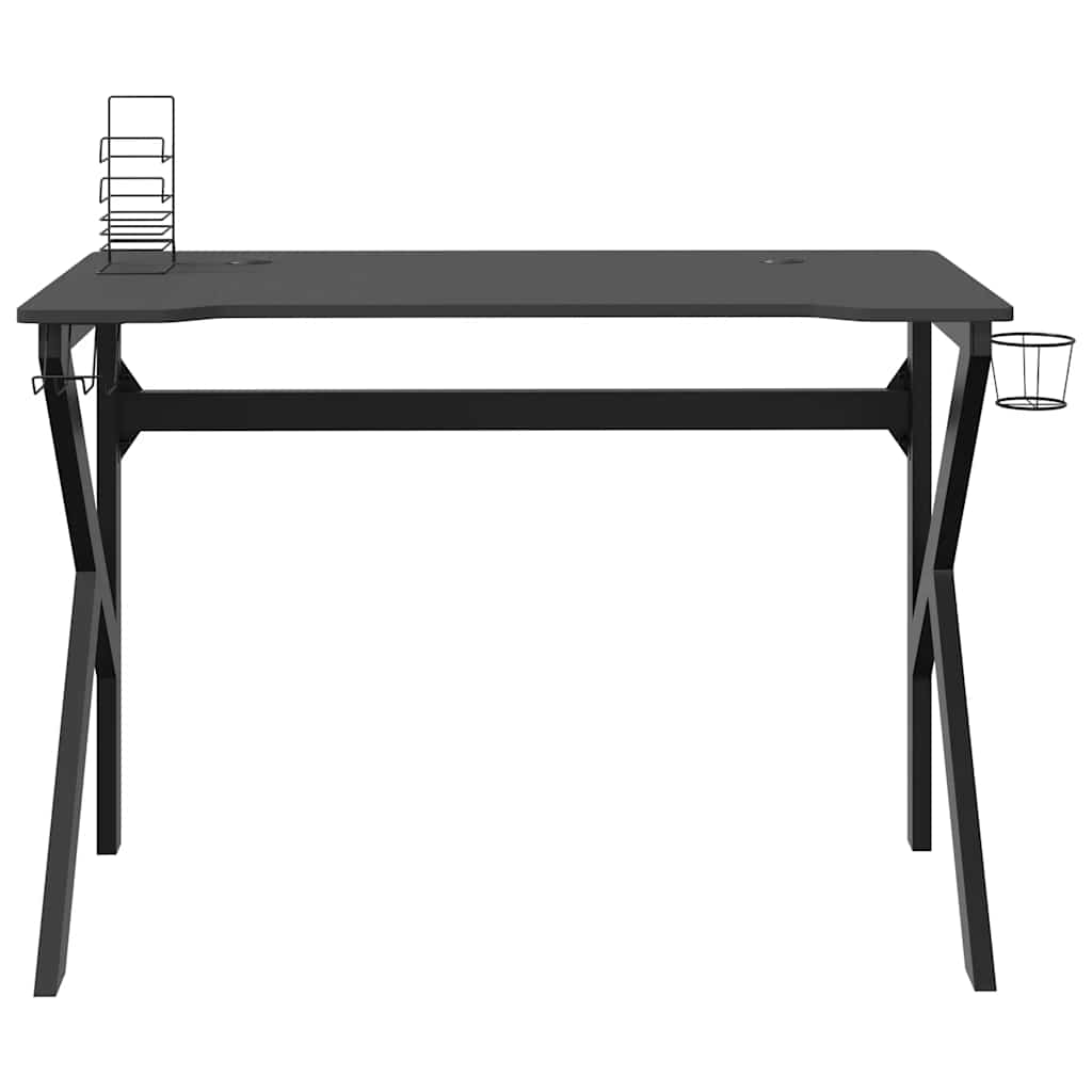 Γραφείο Gaming Μαύρο 110 x 60 x 75 εκ. με Πόδια σε Σχήμα Κ 4