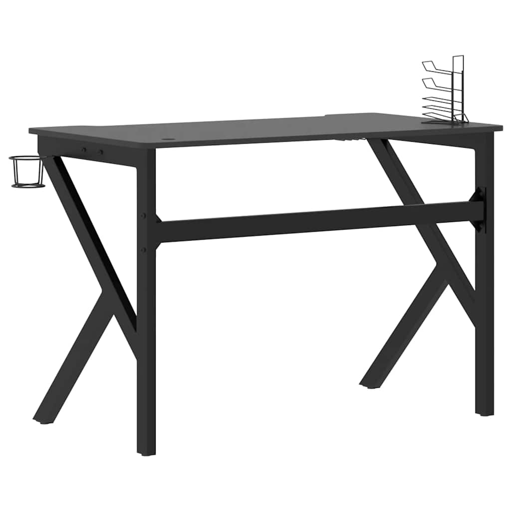 Γραφείο Gaming Μαύρο 110 x 60 x 75 εκ. με Πόδια σε Σχήμα Κ 5