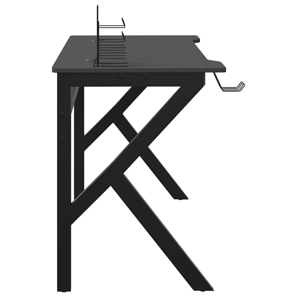 Γραφείο Gaming Μαύρο 110 x 60 x 75 εκ. με Πόδια σε Σχήμα Κ 6