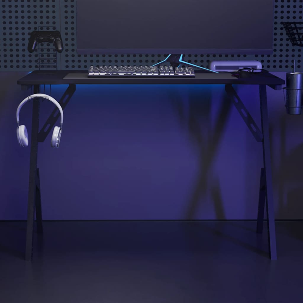 Γραφείο Gaming Μαύρο 110 x 60 x 75 εκ. με Πόδια σε Σχήμα Υ 1