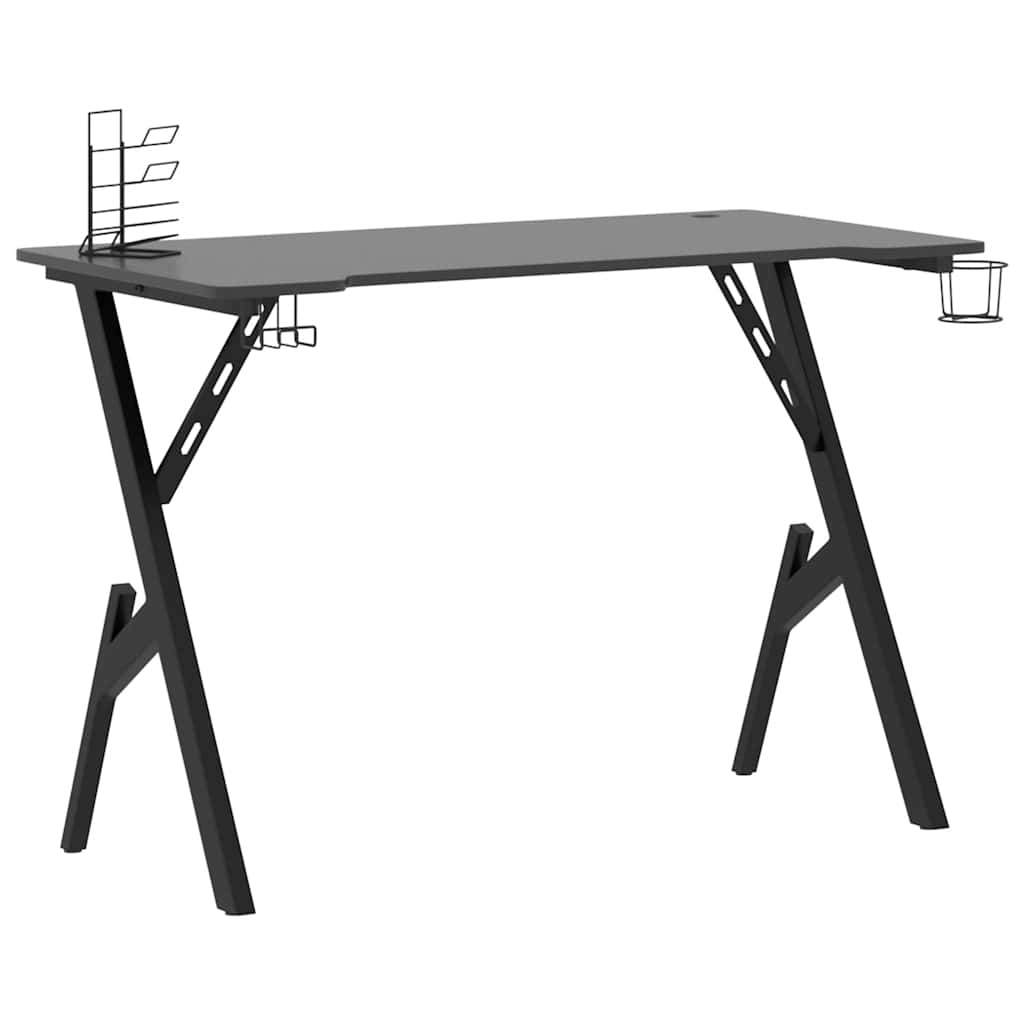 Γραφείο Gaming Μαύρο 110 x 60 x 75 εκ. με Πόδια σε Σχήμα Υ 2