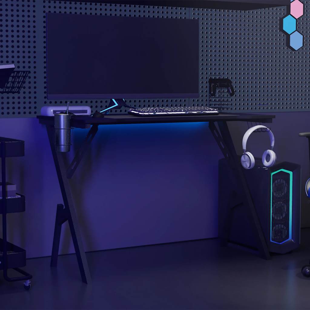 Γραφείο Gaming Μαύρο 110 x 60 x 75 εκ. με Πόδια σε Σχήμα Υ 3