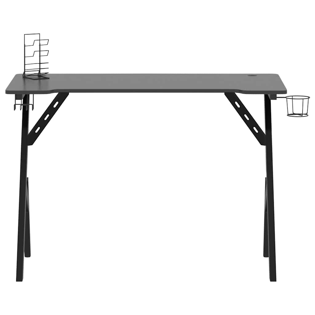 Γραφείο Gaming Μαύρο 110 x 60 x 75 εκ. με Πόδια σε Σχήμα Υ 4