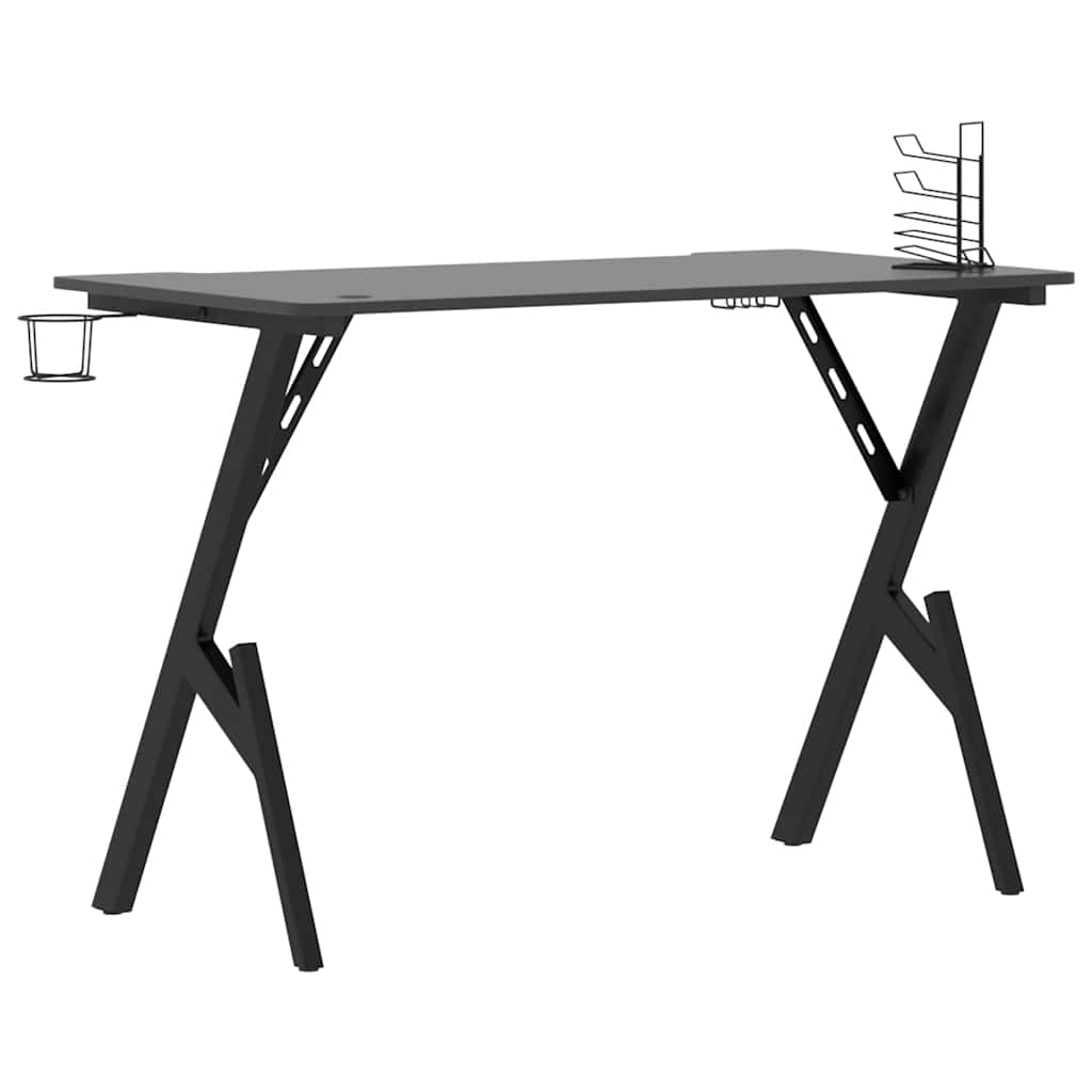 Γραφείο Gaming Μαύρο 110 x 60 x 75 εκ. με Πόδια σε Σχήμα Υ 6