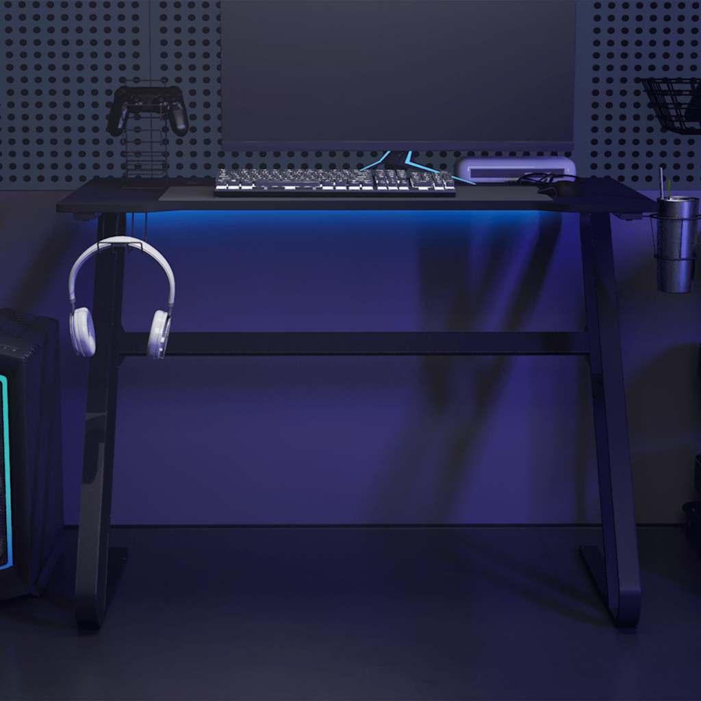 Γραφείο Gaming Μαύρο 110 x 60 x 75 εκ. με Πόδια σε Σχήμα ΖΖ 1