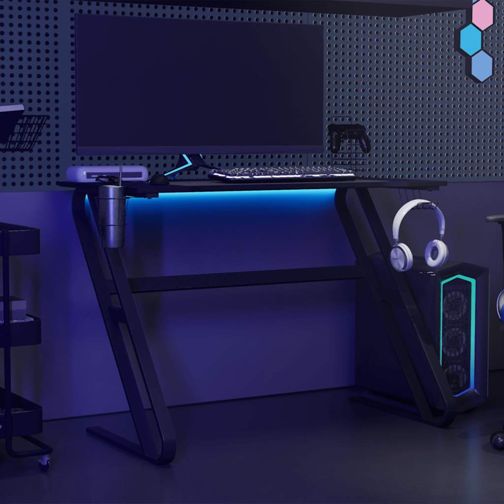Γραφείο Gaming Μαύρο 110 x 60 x 75 εκ. με Πόδια σε Σχήμα ΖΖ 3