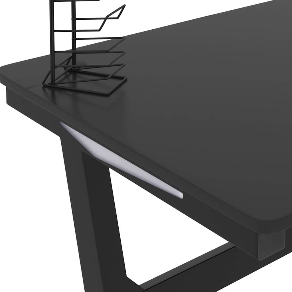 Γραφείο Gaming με LED Μαύρο 90x60x75 εκ. με Πόδια σε Σχήμα Ζ 12