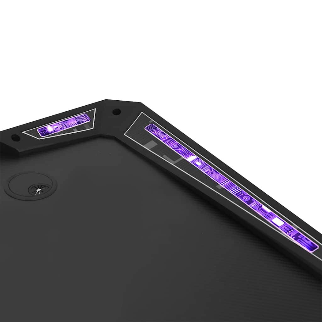Γραφείο Gaming με LED Μαύρο 90x60x75 εκ. με Πόδια σε Σχήμα Υ 11