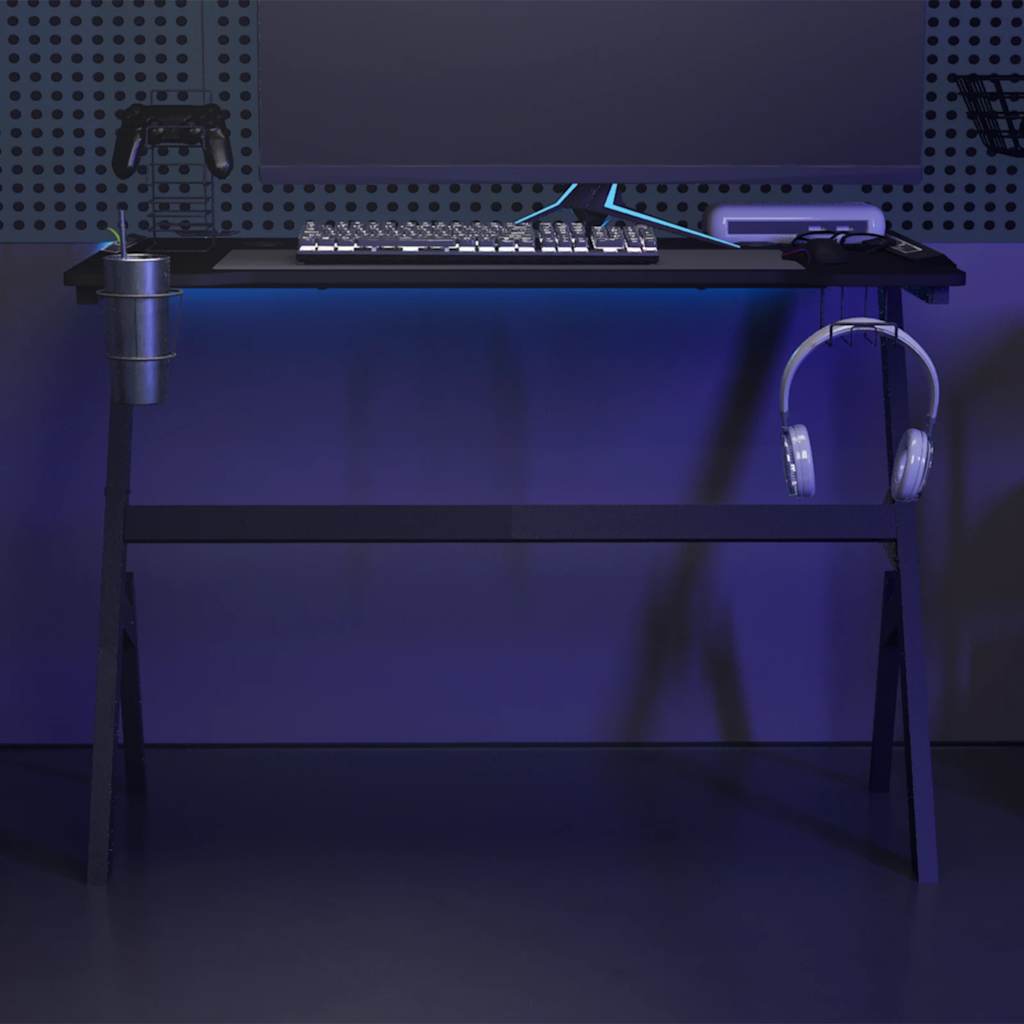 Γραφείο Gaming με LED Μαύρο 110 x 60 x 75 εκ. σε Σχήμα Υ 1