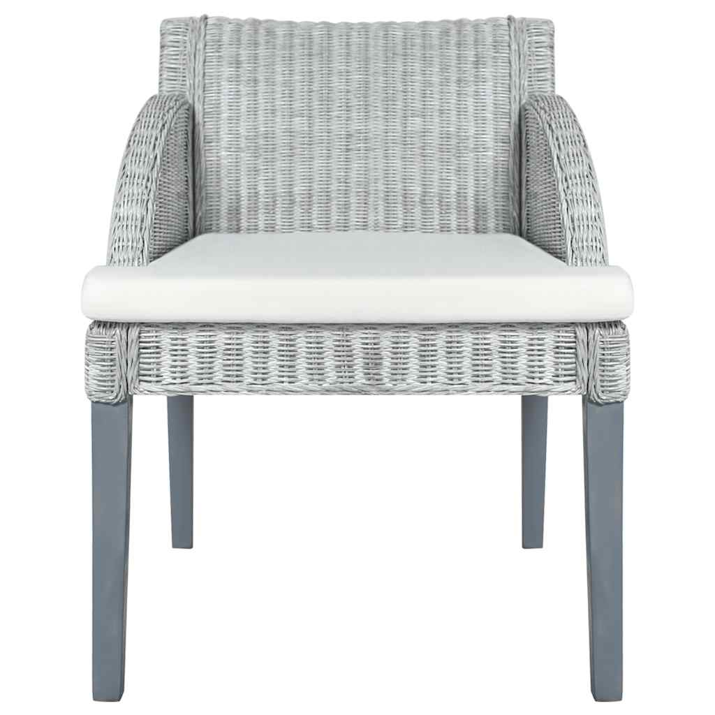 Καρέκλες Τραπεζαρίας 2 τεμ. Γκρι από Φυσικό Ρατάν με Μαξιλάρια 3
