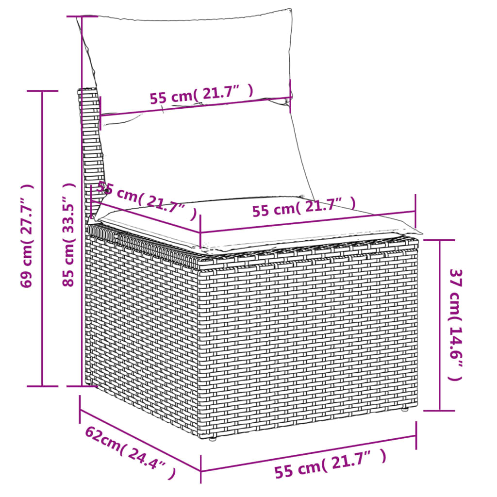Σαλόνι Κήπου 8 Τεμαχίων Μαύρο από Συνθετικό Ρατάν με Μαξιλάρια 11
