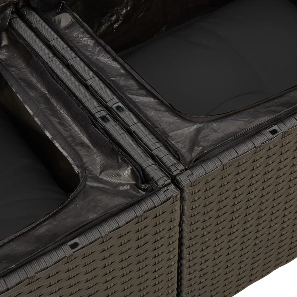 Σαλόνι Κήπου 8 Τεμαχίων Μαύρο από Συνθετικό Ρατάν με Μαξιλάρια 6