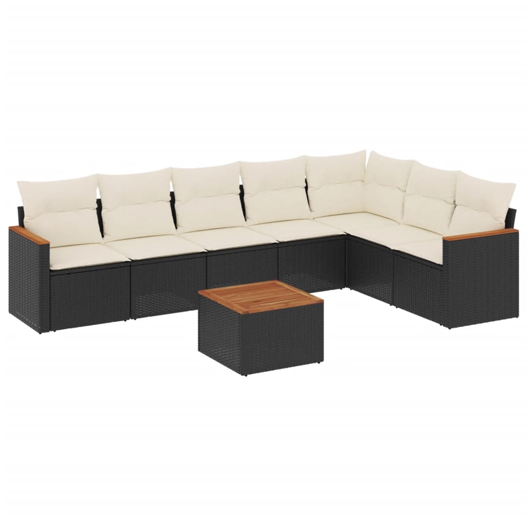 Σαλόνι Κήπου 8 Τεμαχίων Μαύρο από Συνθετικό Ρατάν με Μαξιλάρια 2