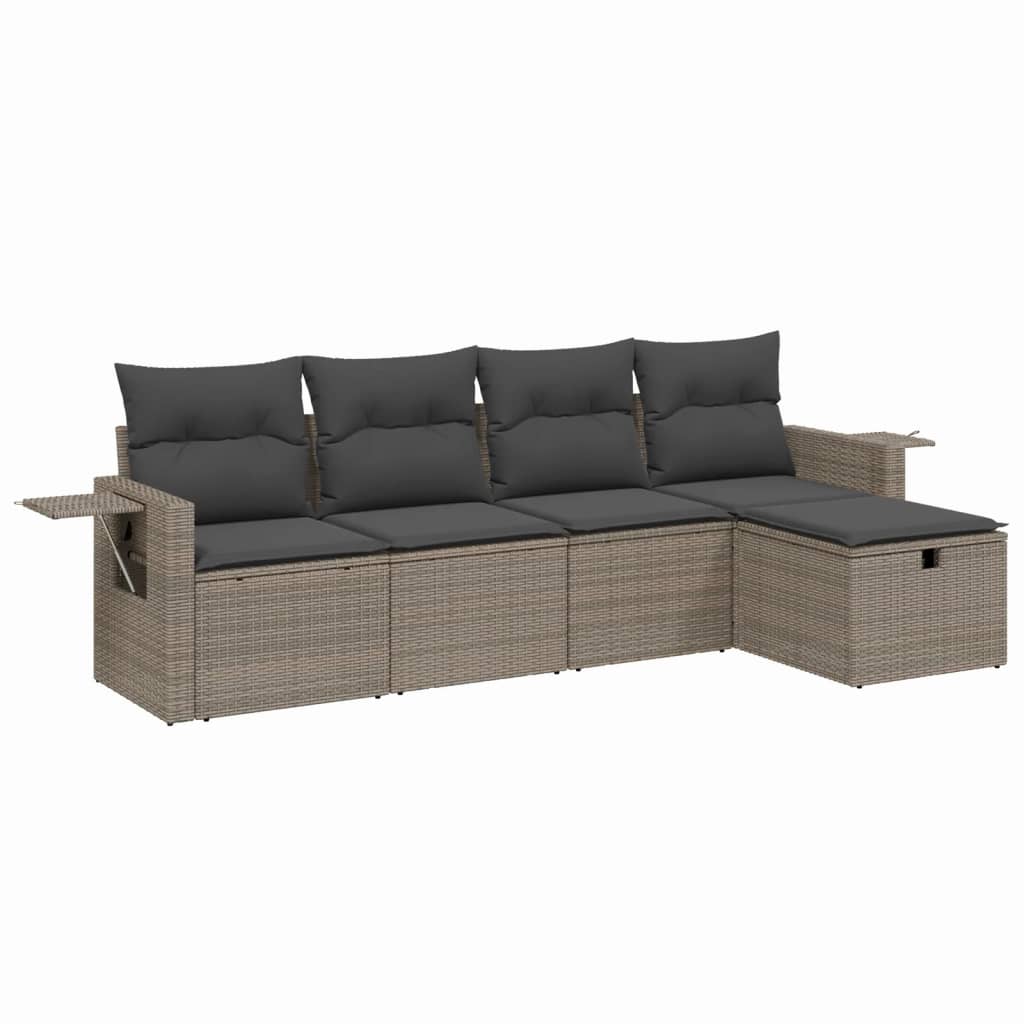 Σαλόνι Κήπου 5 Τεμαχίων Γκρι από Συνθετικό Ρατάν με Μαξιλάρια 2