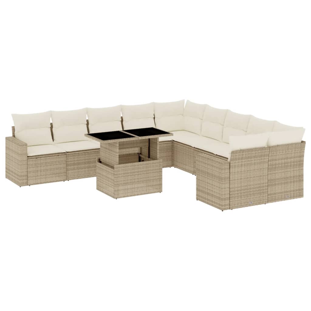 Σαλόνι Κήπου Σετ 11 τεμ. Μπεζ Συνθετικό Ρατάν με Μαξιλάρια 2