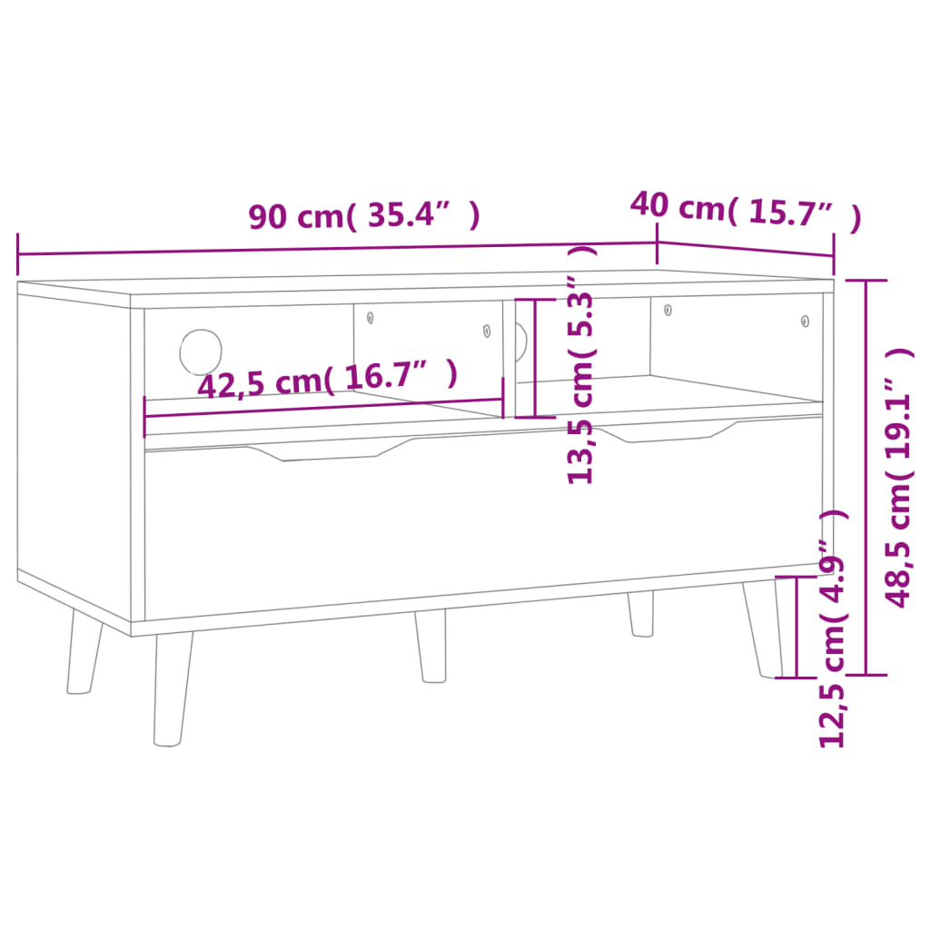 Έπιπλο Τηλεόρασης Γκρι Σκυρ. 90x40x48,5 εκ. Επεξεργασμένο Ξύλο 7