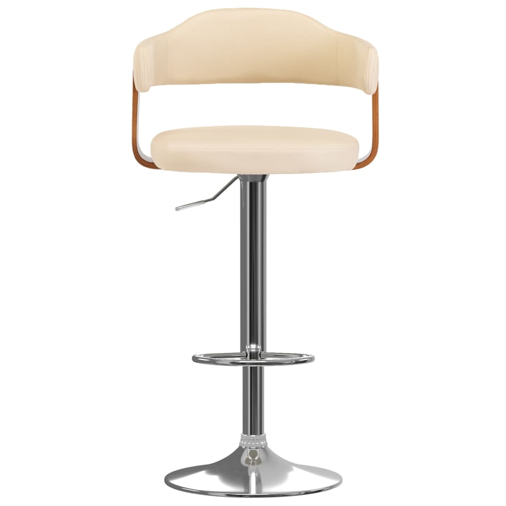 Σκαμπό Μπαρ 2 τεμ. Κρεμ από Λυγισμένο Ξύλο και Συνθετικό Δέρμα 3