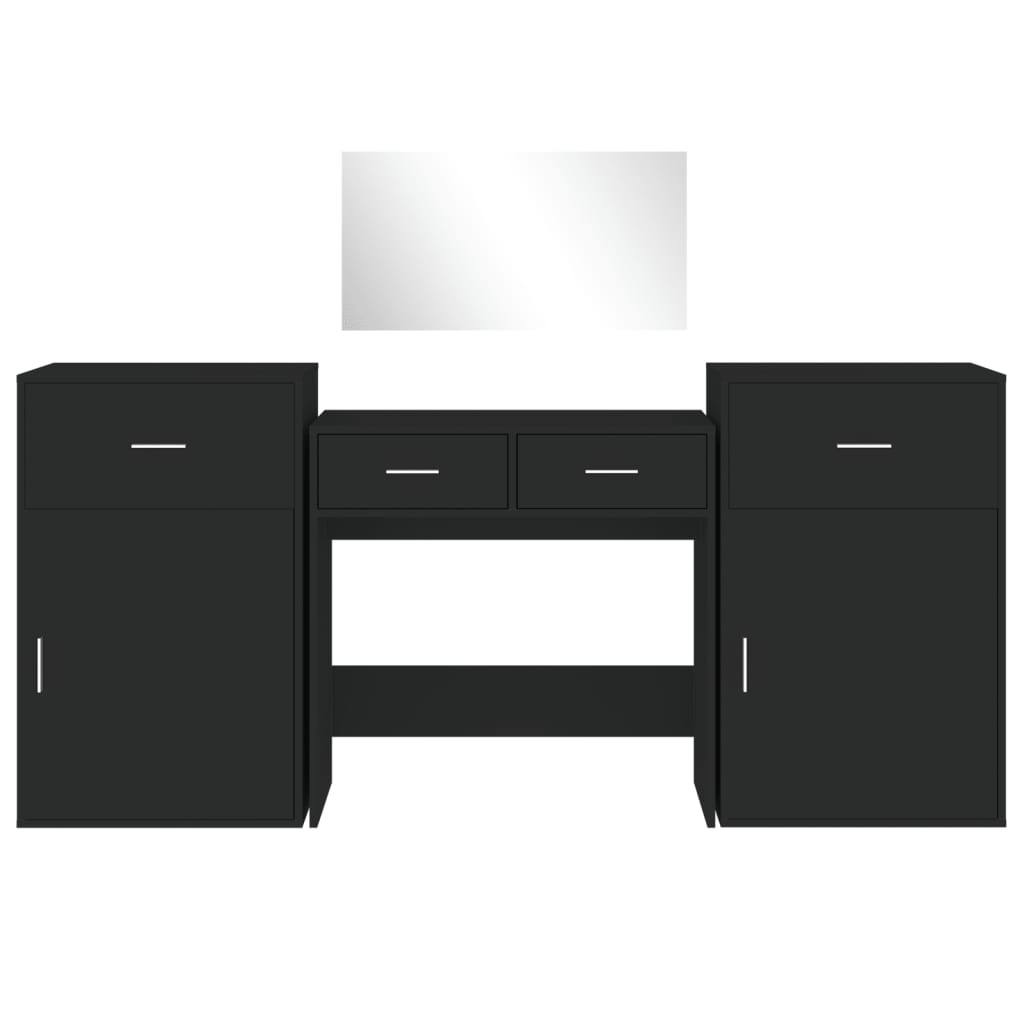 Μπουντουάρ Σετ 4 Μαύρο από Επεξεργασμένο Ξύλο 5