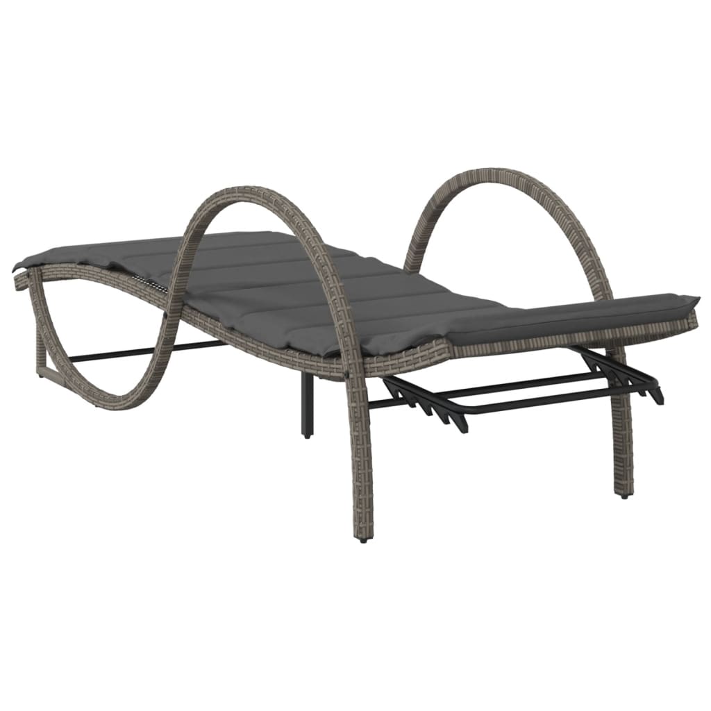 Ξαπλώστρες 2 τεμ. Γκρι από Συνθετικό Ρατάν με Μαξιλάρια 6