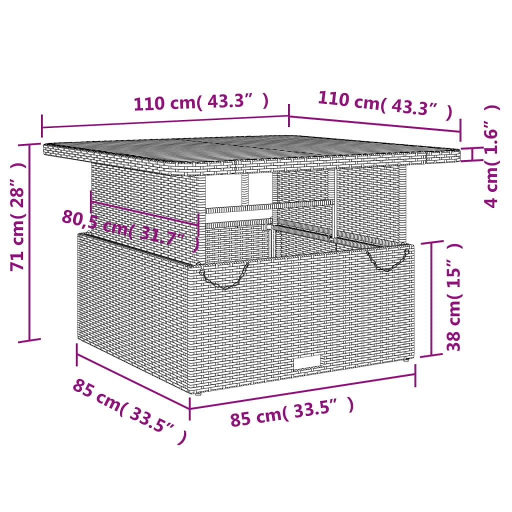 Σετ Τραπεζαρίας Κήπου 4 τεμ. Μπεζ Συνθετικό Ρατάν με Μαξιλάρια 11
