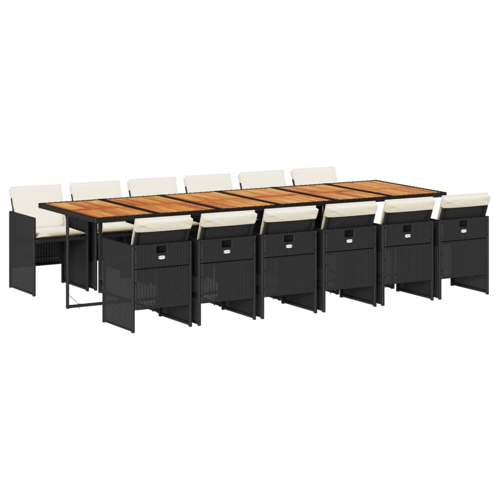 Σετ Τραπεζαρίας Κήπου 13τεμ. Μαύρο από Συνθ. Ρατάν με Μαξιλάρια 2