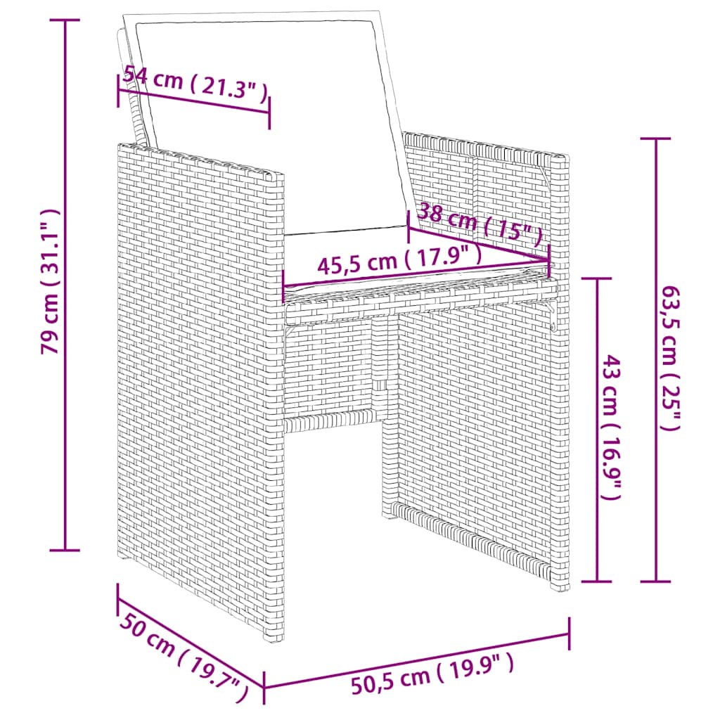 Σετ Τραπεζαρίας Κήπου 11 τεμ Μαύρο από Συνθ. Ρατάν με Μαξιλάρια 9
