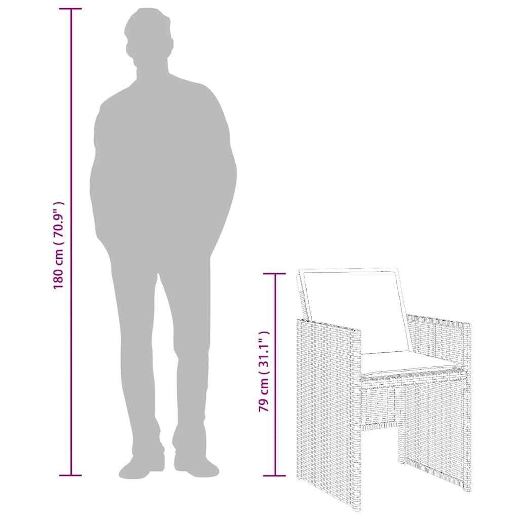 Σετ Τραπεζαρίας Κήπου 13τεμ. Μαύρο από Συνθ. Ρατάν με Μαξιλάρια 10